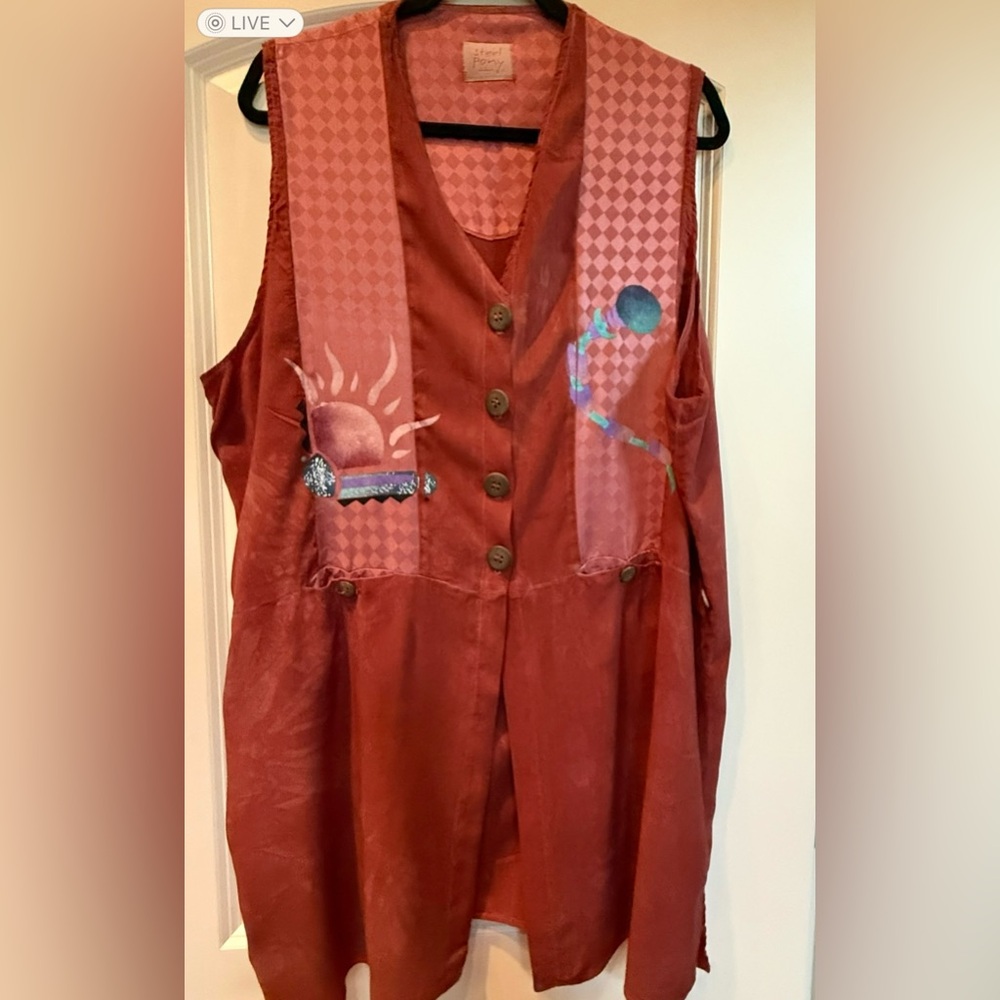 Steel Pony Rust Relaxed XL Sleeveless Button-Up Tunic Vest Western Southwestern